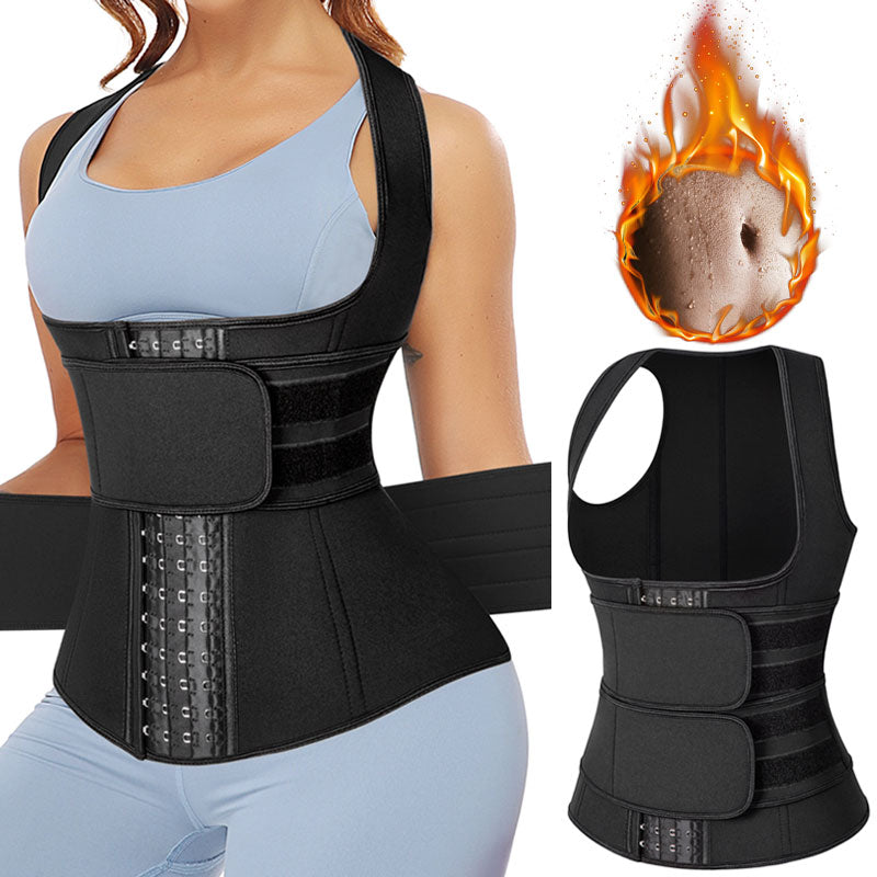Neoprene Sauna Waist Trainer Vest for Women - Slimming Body Shaper with Double Tummy Control